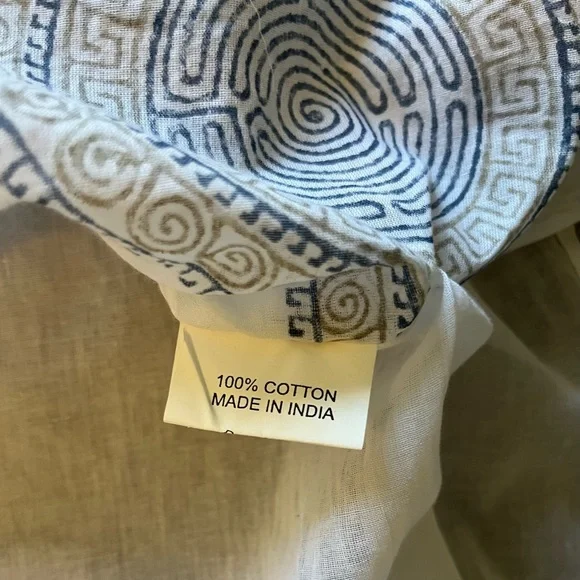 NWT Eya Collection White Tunic Gauzy Coverup, Gold & Blue Mediterranean Print - Picture 12 of 13